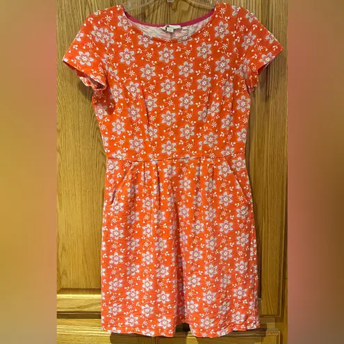 Boden Phoebe Jersey Knit Dress in Orange & Blue Floral Daisy Print Size 6 Petite