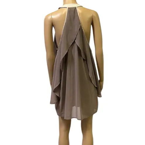 Si Style Sleeveless Flowing Layered Mini Dress or Tunic Blouse Womens Medium Purple