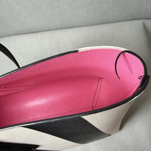 Kate Spade Molly Large Tote Bag Black White Stripes with Pink Interior