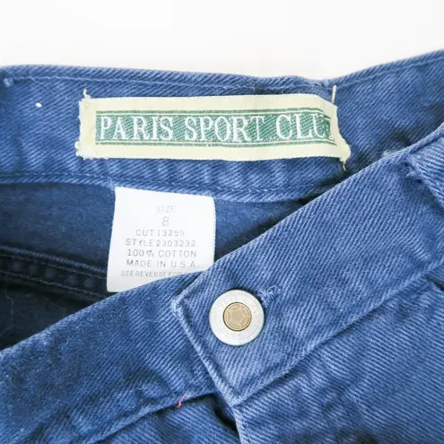 Vintage 80s Paris Sports Club Navy Blue High Waisted Denim Shorts Size 25