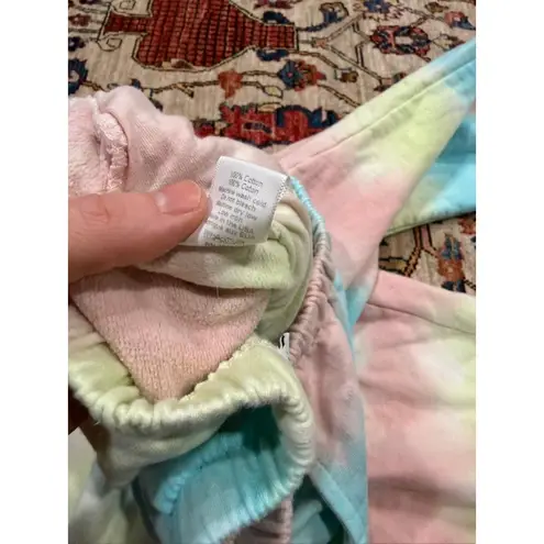 Clare V Tie Dye Jogger Sweatpants Pastel Rainbow Eyes Graphic XS LA Made Lounge Pink