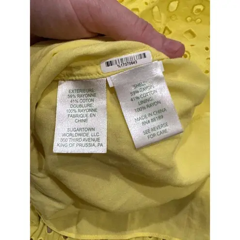 Lilly Pulitzer  Size XS Indira Swing Dress Lilly’s Lemon 🍋 Eyelet High Neck Mini