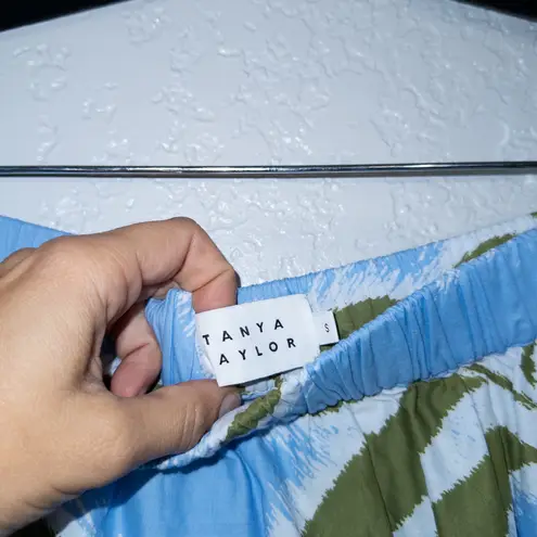 Tanya Taylor New Horizon Blue Tropical Leaf Hazelle Tiered Midi Skirt Size Small