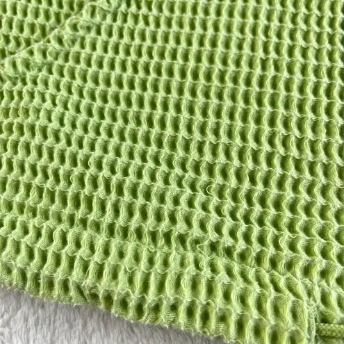 Christopher & Banks Waffle Weave Vest Womens S Green Sleeveless Hooded Full Zip