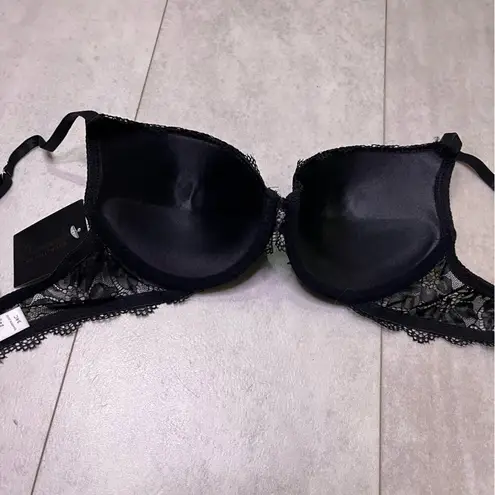 Frederick's of Hollywood NWT Black Diana Floral Lace Push Up Bra 34C Plunge