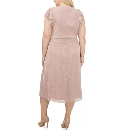 Womens midi Dress blush Pink 1X flutter sleeves MSK