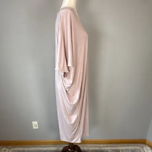 Barefoot Dreams Luxe Milk Jersey Womens Caftan Dress OS One Size Faded Rose Pink