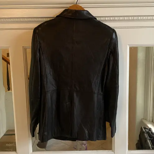 90s Vintage BP Brass Plum Nordstrom Lambskin Leather Coat Jacket Womens L Black Size L