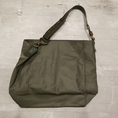 ALLSAINTS ππ Nilo Studs Nylon North/South Tote Bag ~ Khaki Green Studded NWOT