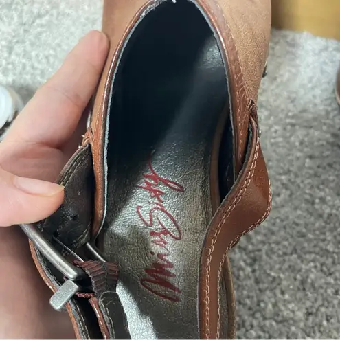 Miss Sixty Vintage Leather Platform Mule with strap size women’s size 37/6.5