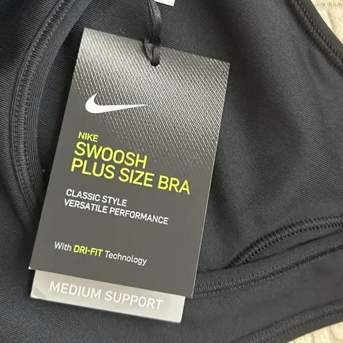 Nike Black  Women's Swoosh Sports Bra NWT PLUS