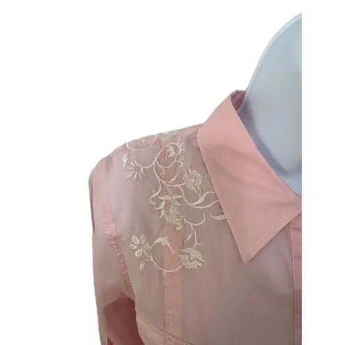 Stetson Pink Long Sleeve Floral Embroidery Button-up Shirt Medium, Equestrian - Image 5
