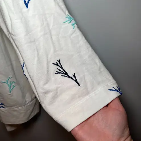 Nic+Zoe plus size coral reef embroidered white beachy v-neck tunic top size 1X