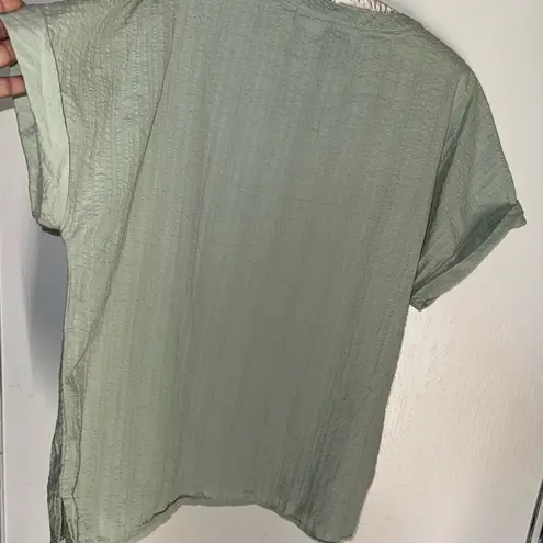 Matty M Green Boxy Tunic with Mandarin Collar Size XL