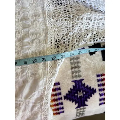 Spiaggia Dolce White Crochet Under Tank 1/2 Wide Sleeve Top Size M Tie Waist