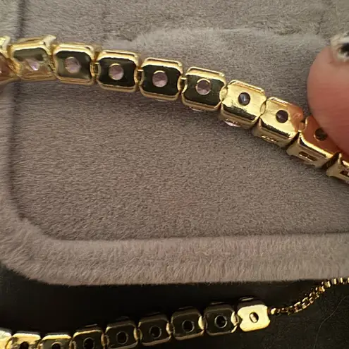 Elegant Teardrop Ring, pink stone bracelet, square ring set Silver