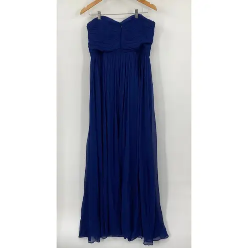 J.Crew  Arabelle Silk Chiffon Gown Strapless Pleated Sweetheart Neck Dark Blue 14