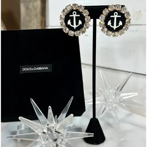 Dolce & Gabbana Couture Rare Crystal Anchor Clip-On Earrings