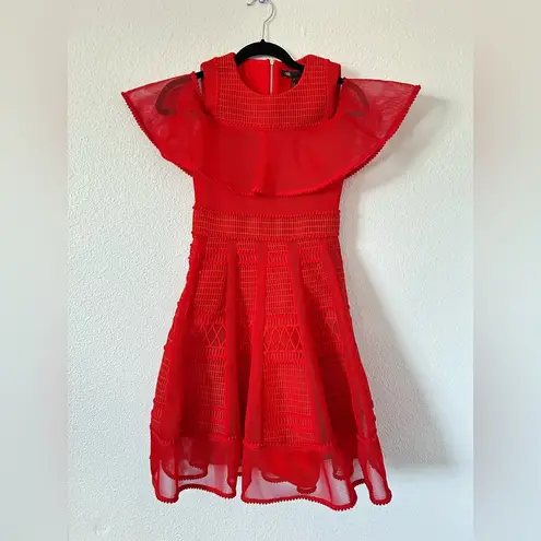 Maje Rosalie Red Ruffle Dress sz small