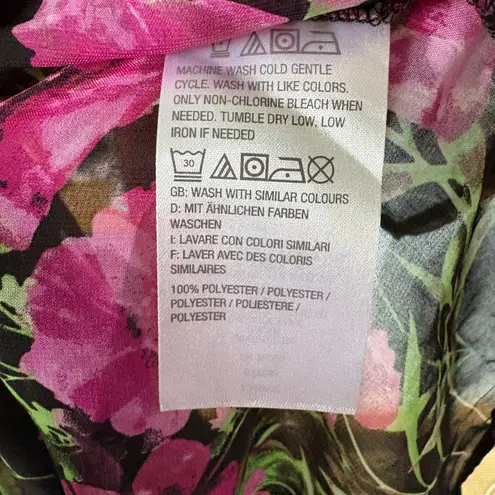 Dennis Basso Black Sheer Black Peasant Top with Floral Graphic + Tassels size M - Image 8