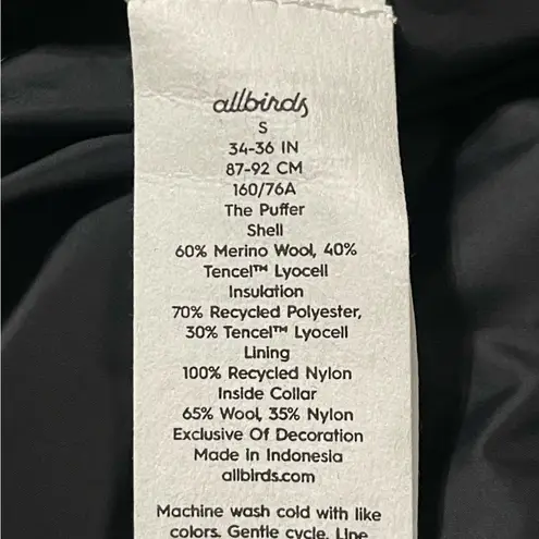 Allbirds NWT Trino Puffer Jacket Charcoal Grey Women’s Size Small Merino Wool