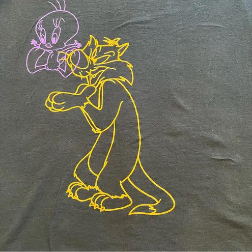Looney Tunes men’s size small black cotton t shirt bugs daffy taz neon graphic