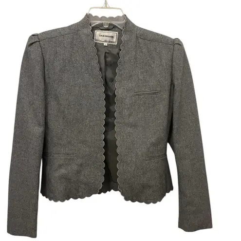 DAVID BENJAMIN Women's Vintage Gray Wool Blend Scalloped Blazer Jacket Size 5