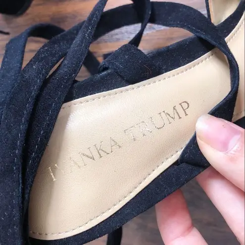 Ivanka Trump • Kuriel suede ankle tie sandals wrap strappy criss cross heeled