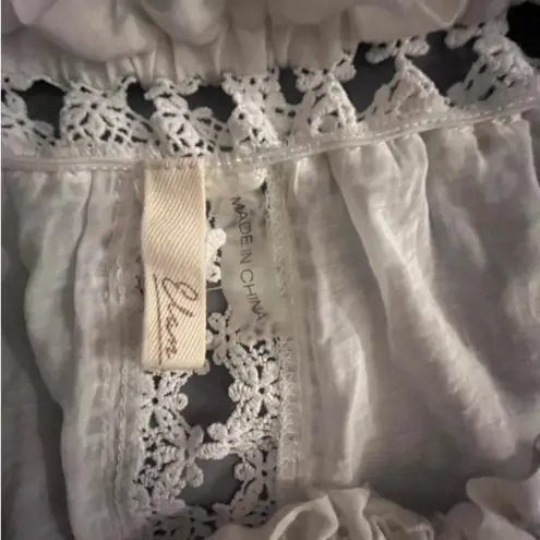 Elan Crochet Off or On The Shoulder Crop Top White coquette Cottage Core sz. XL