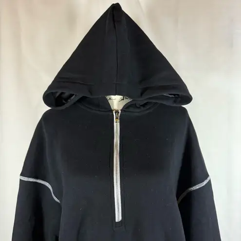 PRETTYGARDEN Hooded Sweat Pullover 1/2 Front Zipper Jacket Black Sz Med NWT