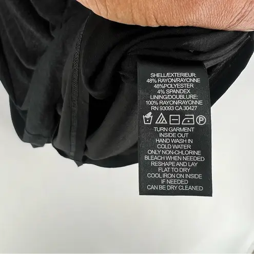 Nic+Zoe Soft Knit Gathered Twisted Waist Dolman 3/4 Sleeve Mock Neck Dress