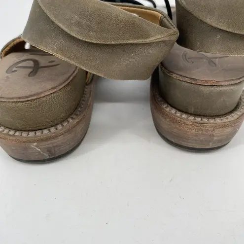 P. Monjo Roman Style Slingback Sandals Lace Up Silver Tan Leather Womens Size 36