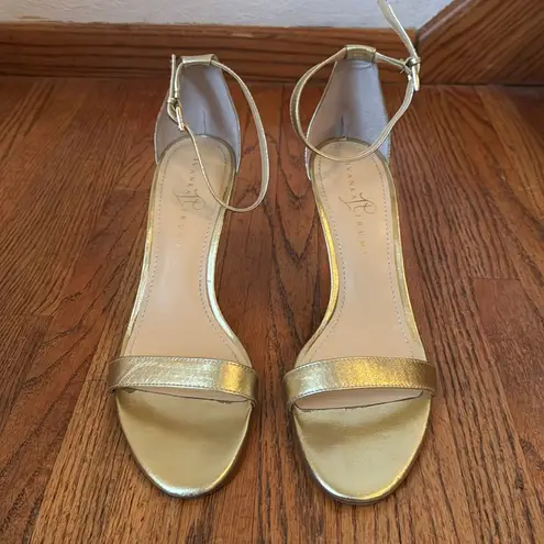 Ivanka Trump Gold Ankle Strap Heels Sandals Shoes Size 10