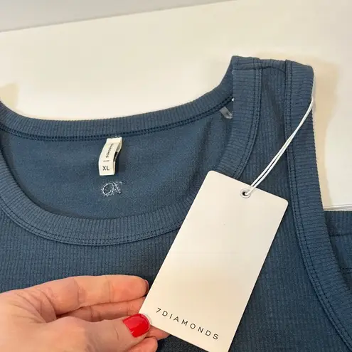 7 Diamonds Core Ribbed Tank Sleeveless Blue Dress stretch Women’s Size XL