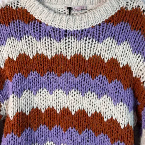 OWN IT Made in Italy Chunky Knit Striped Sweater Cozy Multicolor – Size S – NWT Purple