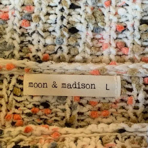 moon & madison Chunky Knit Cowl Neck Sweater Large Multi color Confetti Knit White - Image 2