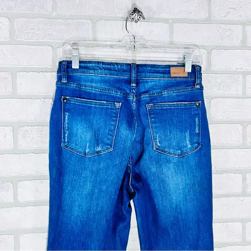 Judy Blue Button Fly Distressed Boyfriend Jeans - Dark Blue Size 7/28