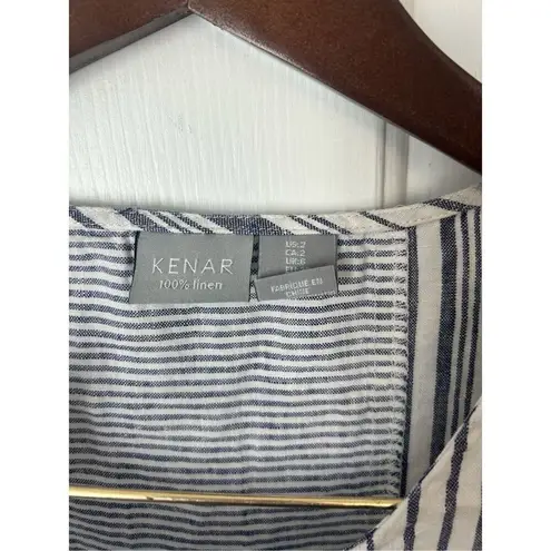 Kenar 100% Linen Striped Mini Tank Shift Dress Size 2