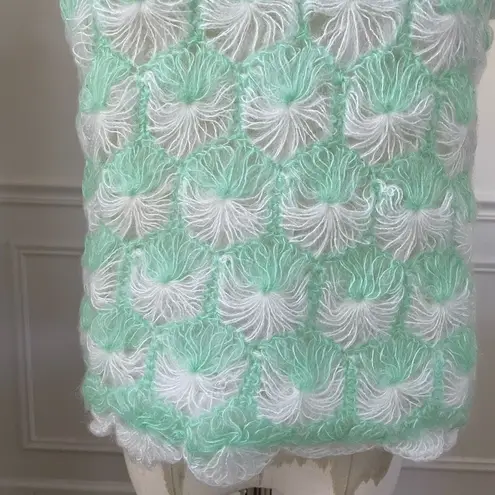 Vintage 60s Jane Hunter Seafoam Green White Back Zip Sleeveless Sweater S