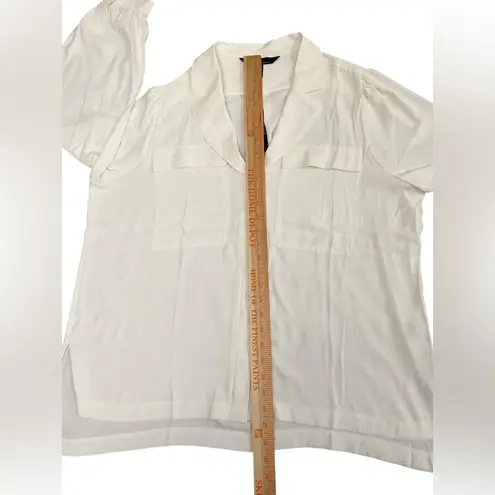 White House | Black Market Long sleeve pocket soft shirt Chiffon button down ecru minimalist office