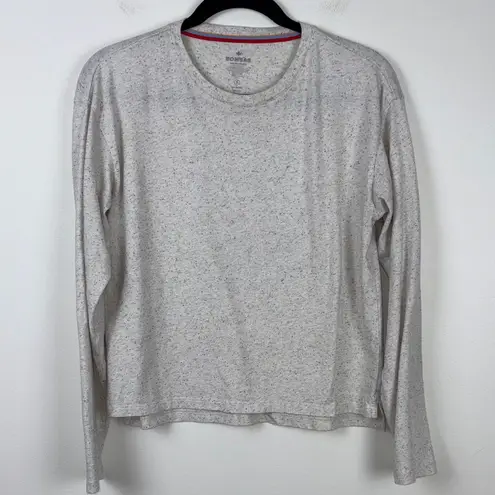 Bombas Pima Cotton Donegal Long Sleeve Tee Womens Size Small Speckled Soft White