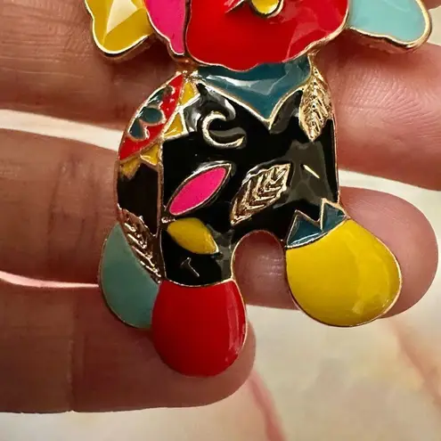 Sad clown dog colorful pendant necklace Pink