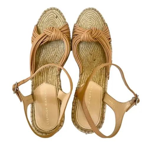 Loeffler Randall Priya Wedge Espadrille in Beige/Khaki - Heeled Leather Sandal