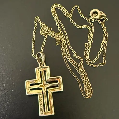 Vintage Ross Simons 925 China Vermeil Gold Over Silver Cross Pendant Necklace 2g