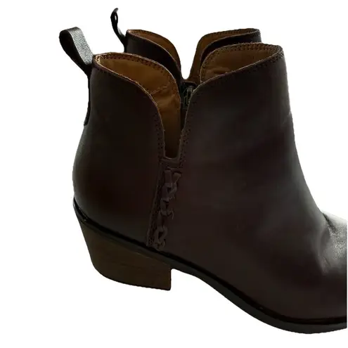 Earth Women’s 6.5 Marisole Block Heel Slip On Zipper Brown Leather Ankle Boots