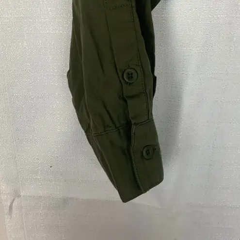 Vetta women's XL army green crop button up faux casual avant casual over lay