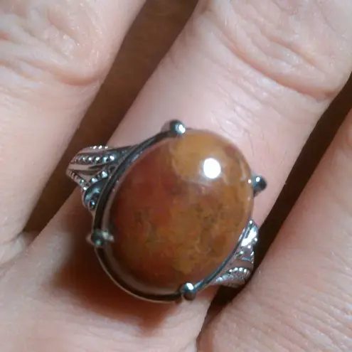 Aqua Nueva Moss Stainless Steel Solitaire Ring (Size 9)