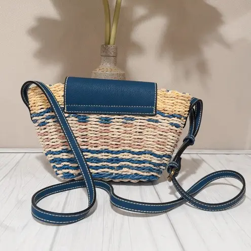 Universal Threads Universal Thread Striped Woven Boho Crossbody Bag with a blue vegan leather flap - Image 3
