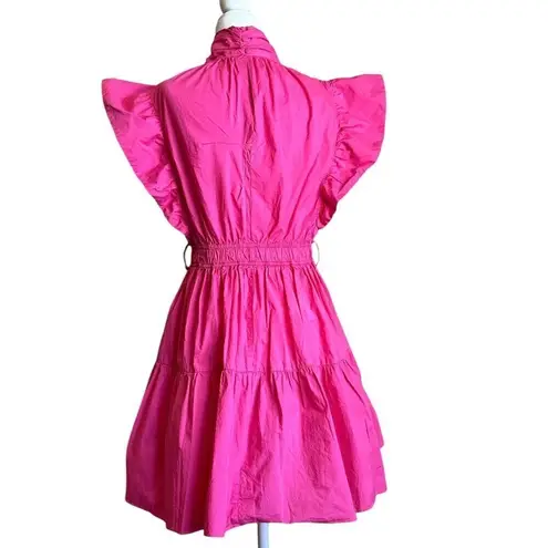 Derek Lam 10 Crosby Finne Ruffled Wrap Tiered Mini Dress in Pink 38 Womens