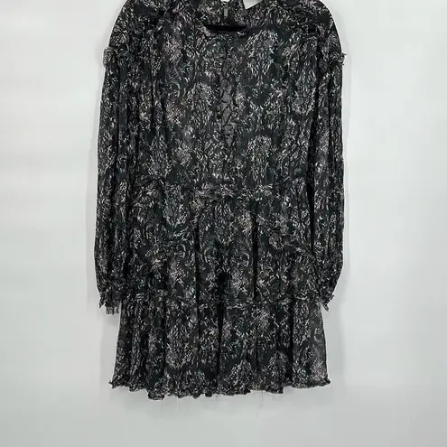 IRO  Womens Darling Open-back Printed Gauze Mini Dress Black Size 38 - Image 2